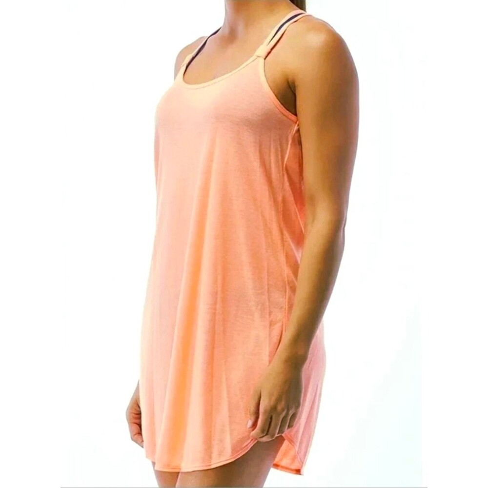 TYR Solid Layback Dress Coral ATLBO7A Womens Size S (4/6) Racerback Logo NWT